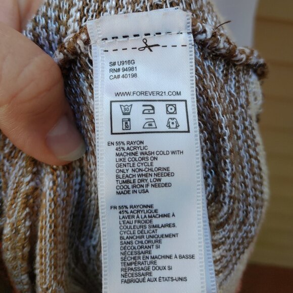 Forever 21 Multicolor Chevron Dolman Knit Blouse Brown Red Tan Open-Knit - Picture 12 of 12